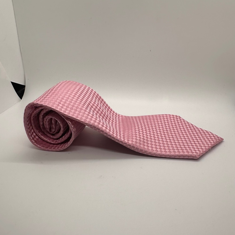 Dockers Men Tie Pink‎ Woven Checkered Stain Resistant Business Casual Office - Picture 7 of 7
